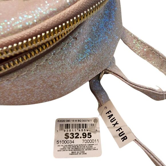 Children's Place Glitter Unicorn 3D Rainbow Mini Backpack Faux Fur NEW T… - Picture 5 of 7